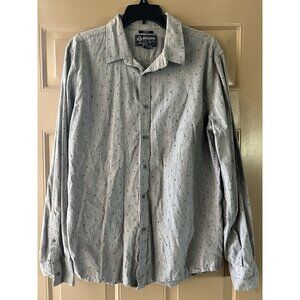 American Rag Shirt Mens Size L Gray Long Sleeve Button Front Leaf Print
